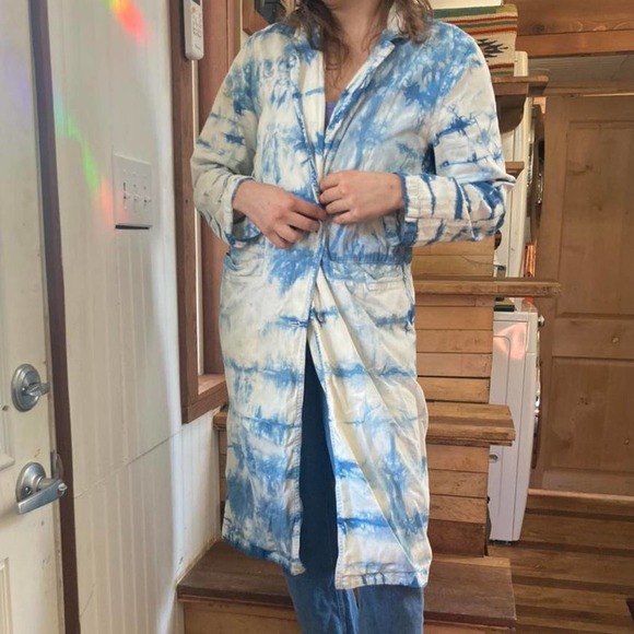 Hand dyed indigo and shibori duster chore coat - Picture 4 of 4
